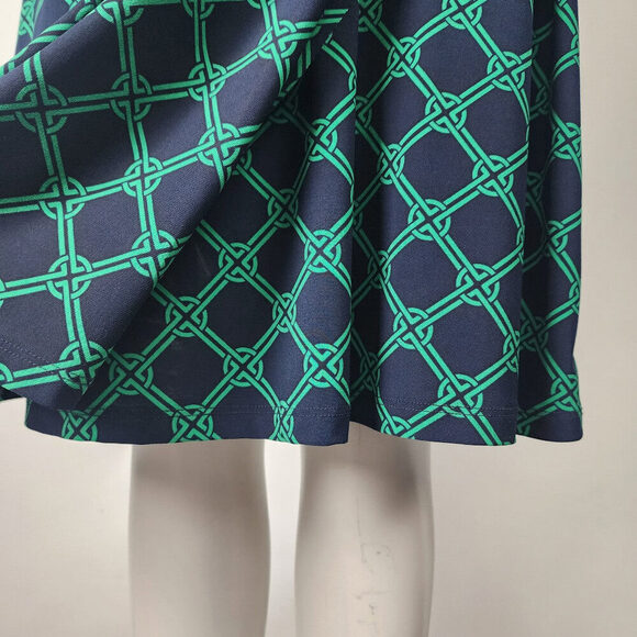 Chaps Navy & Green Faux Wrap Dress Size L - Picture 4 of 9